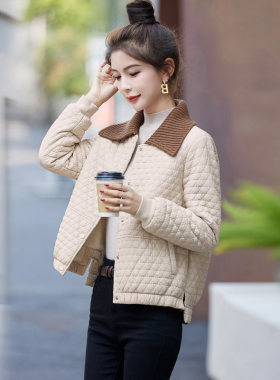 小香风加绒加厚PU皮衣外套女
