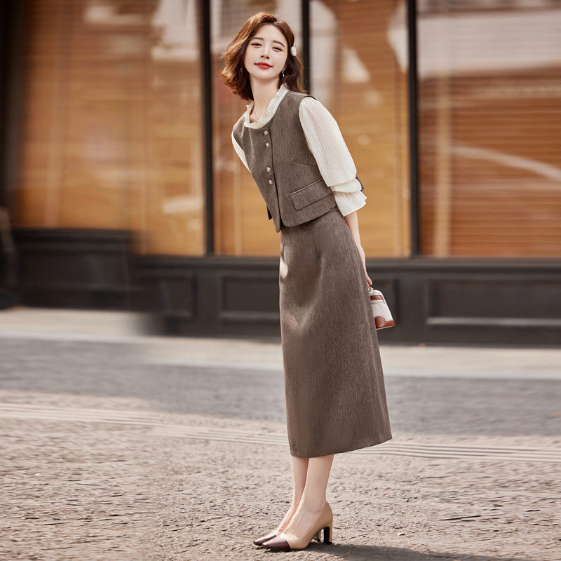 小香风连衣裙搭配套装女春秋季新款时髦气质马甲衬衫半身裙三件套,女装/女士精品,时尚套装,淘宝优惠券,粉丝福利购,淘宝优惠卷