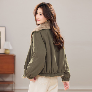 时尚 小个子棉服短外套女2025冬高级感休闲加绒加厚保暖棉袄女上衣