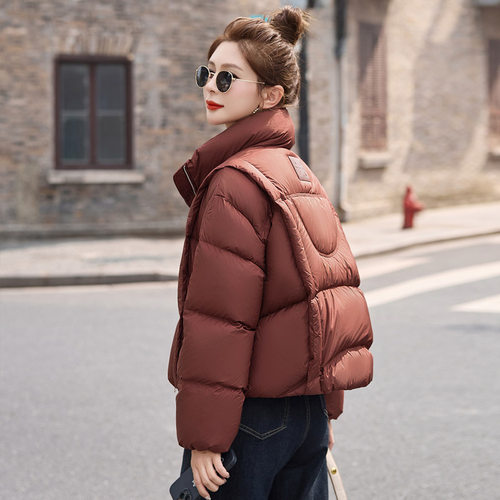 洋气宽松90白鸭绒立领短外套