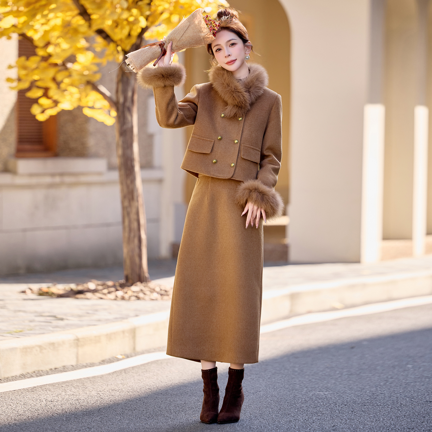 名媛高级感半身裙两件套女