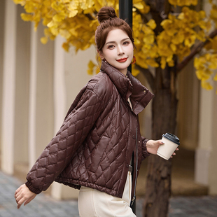 立领加绒加厚皮衣外套女2025冬季新款短款美拉德PU皮棉衣爆款棉袄