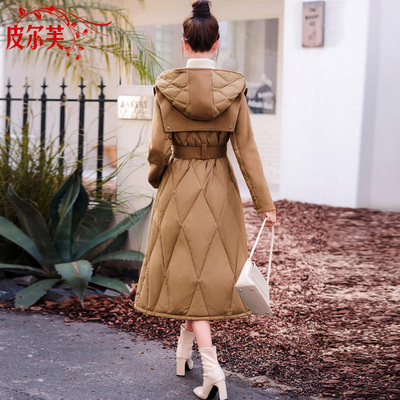 双面羊绒拼接羽绒服女装冬季