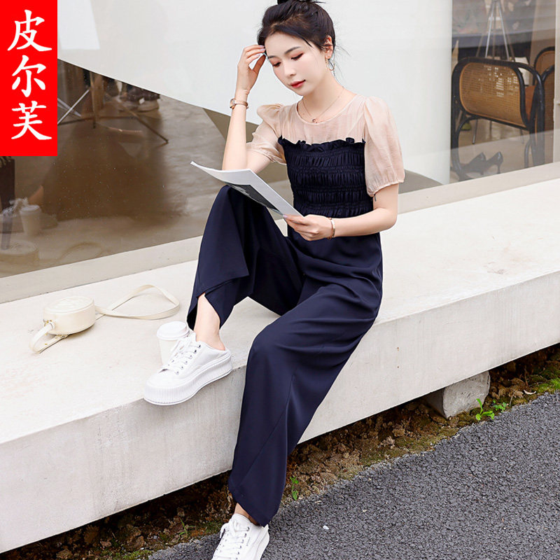 连体裤女2026夏季新款韩版高腰显瘦气质阔腿裤套装休闲时尚连衣裤