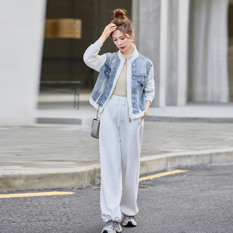 时尚套装女装2026年春装春天衣服新款两件套短款外套裤子休闲套装