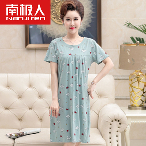 纯棉睡衣女夏季睡裙短袖宽松中年妈妈款中老年夏天大码胖mm200斤