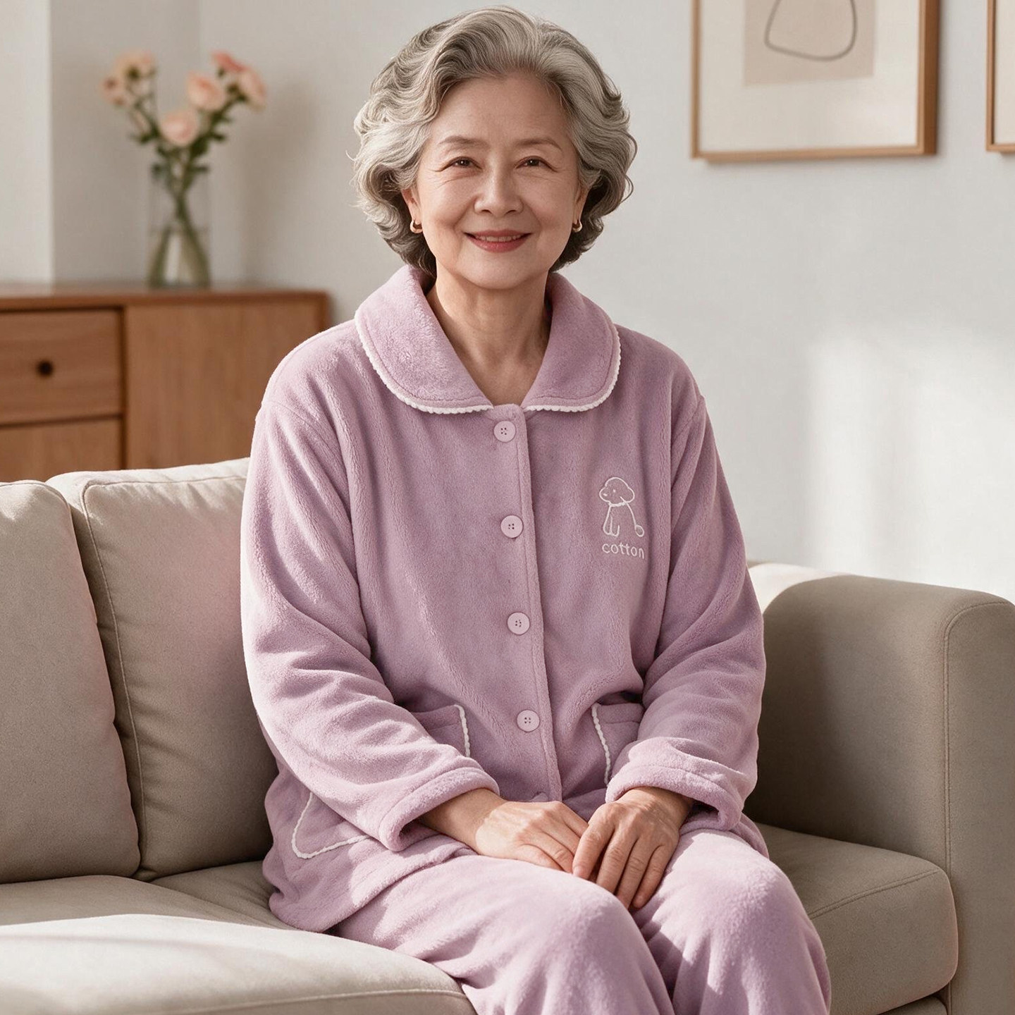 秋冬季珊瑚绒睡衣女款冬款中老年人妈妈加厚加绒老人家居服套装冬