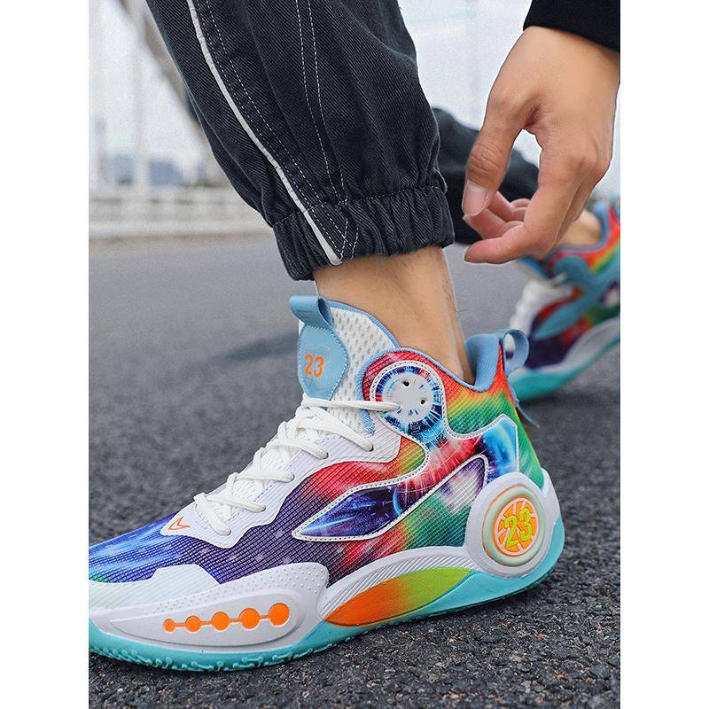 男生运动篮球鞋比赛实战街头潮流运动鞋男女情侣款鸳鸯色高帮男鞋