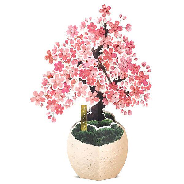 日本创意新春3D立体樱花贺卡生日祝福感谢盆栽造型卡片装饰摆件