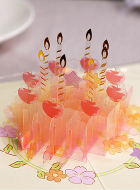 创意生日水晶蛋糕立体贺卡PVC