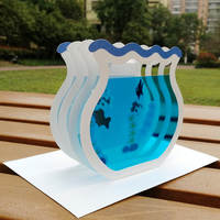 Japanese-style creative birthday blessing 3D card, graduation thank-you gift for Gu Mei, summer decorative fish tank 3D card thumbnail 5