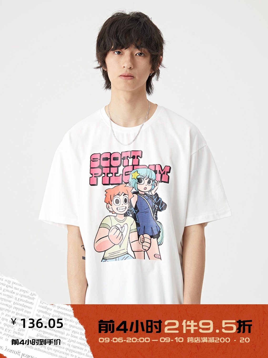 HUGALLGUILT summer cartoon anime printing trend couple loose off-shoulder casual T-shirt men and women short-sleeved