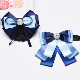 银行头花领花套装女式职业酒店工行农行建行农村信用社网兜领结女