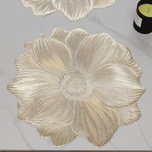 花朵北欧风创意防滑垫装饰垫PVC防烫隔热垫高级荷花餐垫防水防油