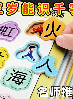 宝宝识字卡片拼图儿童趣味智力识物卡幼儿园早教学习益智玩具拼板