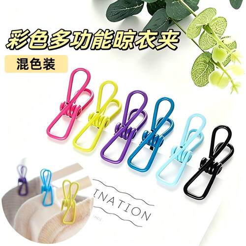 防风强力铁质浸塑晾衣夹10个装