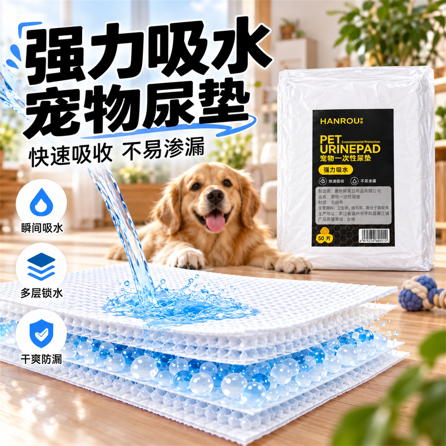 吸水纸速干尿布清理狗狗吸尿纸擦狗尿狗狗尿垫猫咪宠物尿片尿垫猫