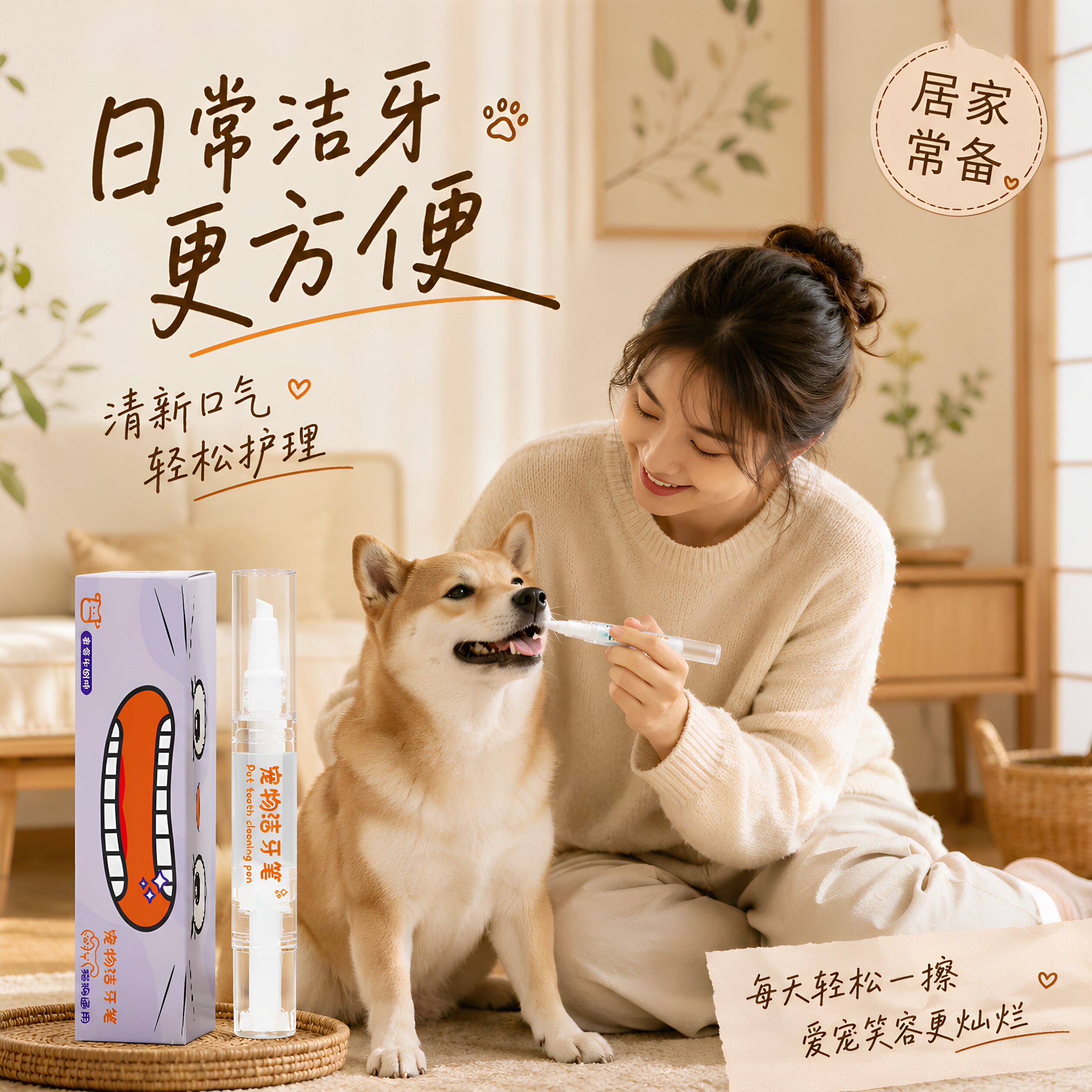 宠物洁牙笔牙刷笔牙膏一体猫狗口腔清洁结石除口臭狗狗猫咪刷牙用