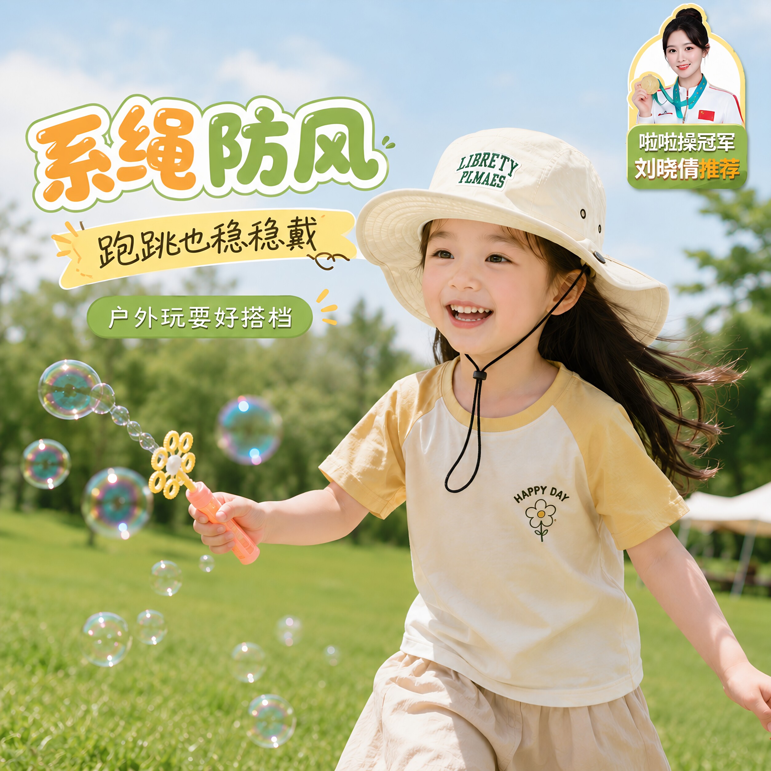 儿童户外遮阳帽子春夏薄款男女宝宝大檐露营出游速干太阳帽夏