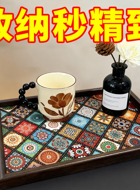 高档复古茶盘胡桃木首饰长方形轻奢木质收纳酒杯茶水文玩茶盘托盘