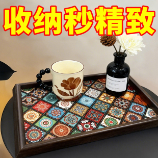 高档复古茶盘胡桃木首饰长方形轻奢木质收纳酒杯茶水文玩茶盘托盘
