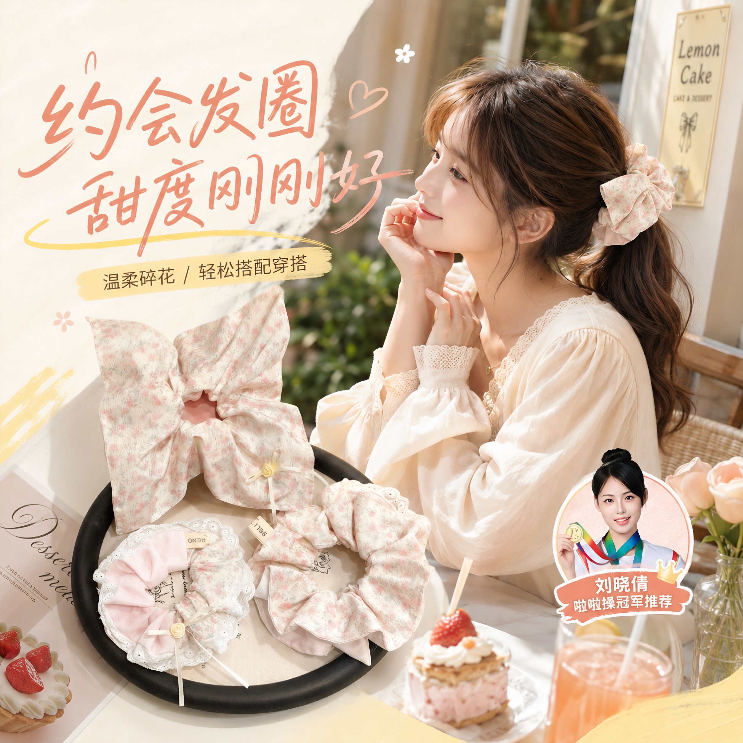 甜美小碎花大肠发圈女2026新款高弹力扎头发马尾皮筋发绳头绳头饰