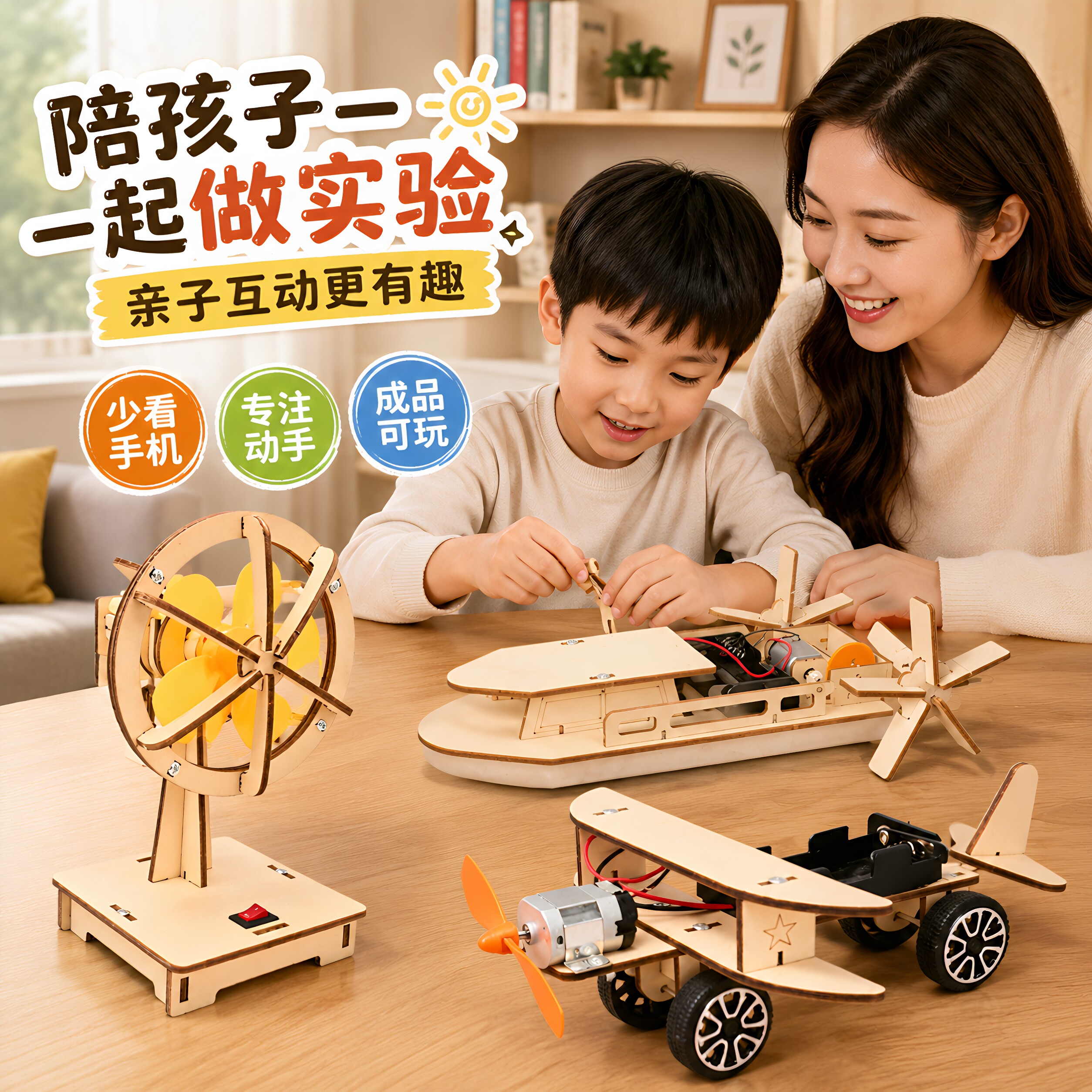 DIY电动摇头风扇科学实验教具