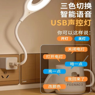 智能语音声控小夜灯人工感应卧室床头灯睡眠家用usb新款 台灯插电