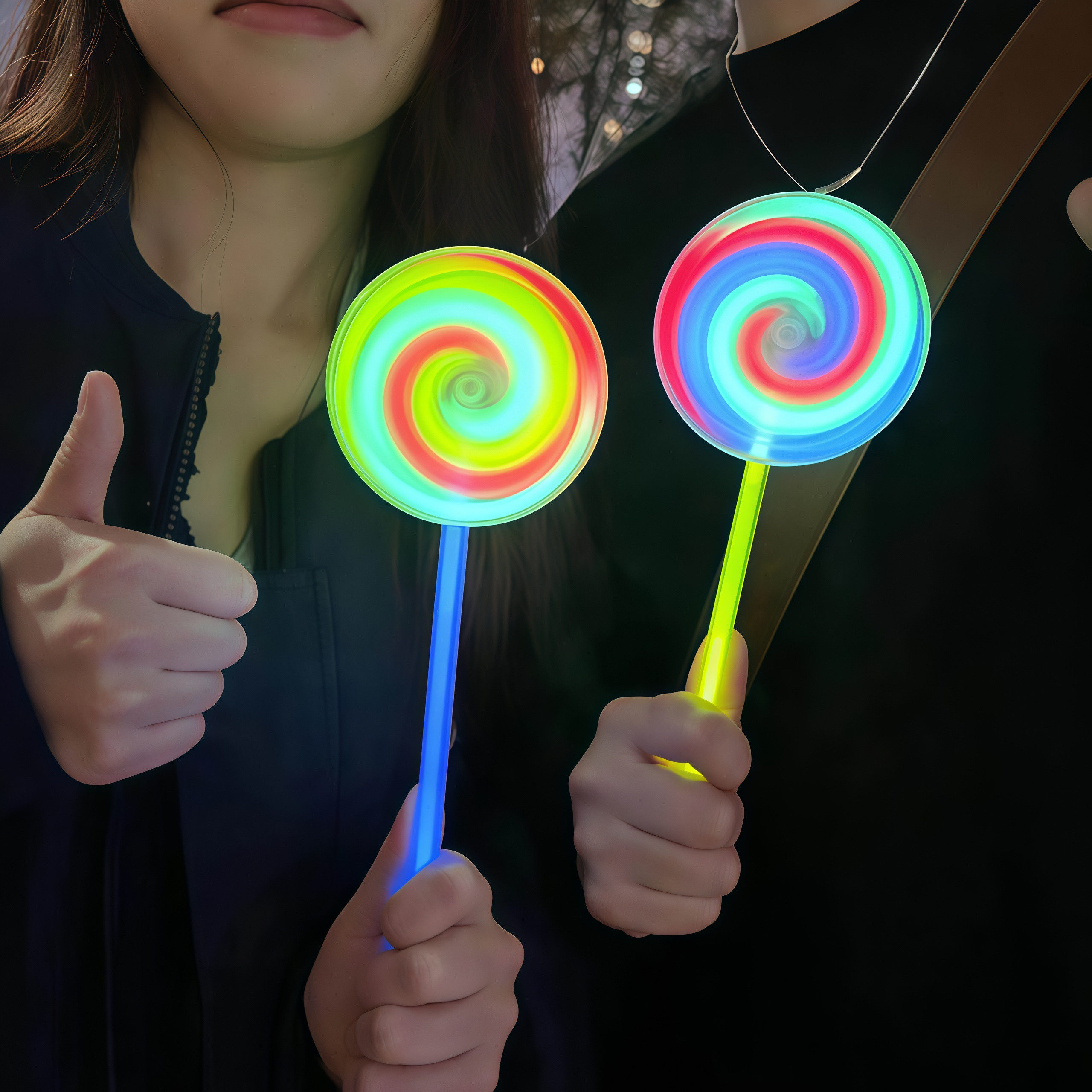 发光旋转荧光棒棒糖风车儿童玩具夜光萤光棒地摊幼儿园分享小礼物