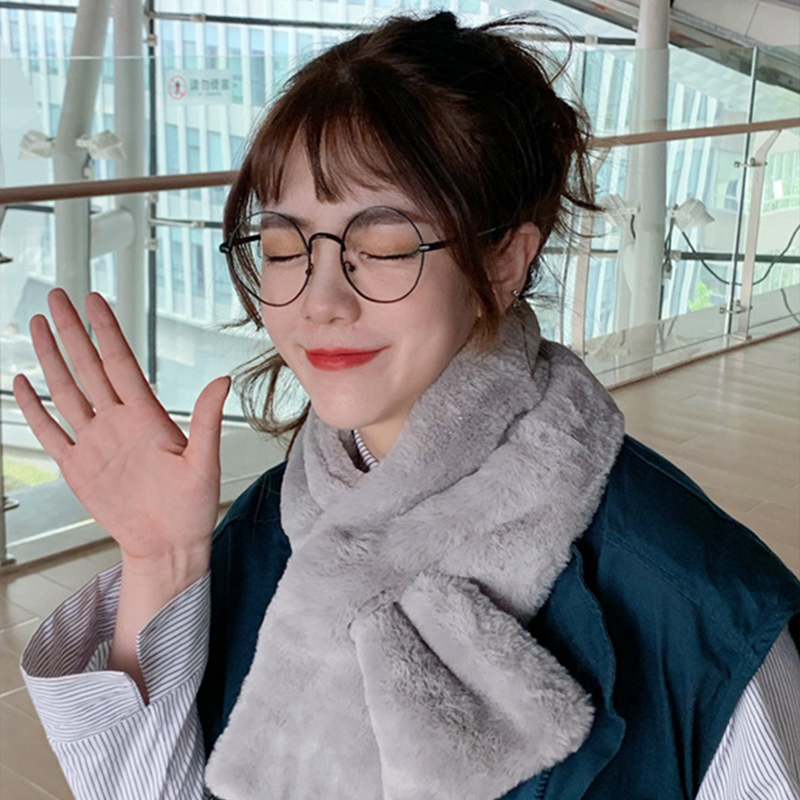冬季韩版保暖仿獭兔毛毛绒围巾