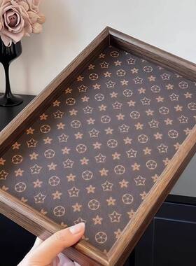 高档复古茶盘胡桃木首饰长方形轻奢木质收纳酒杯茶水文玩茶盘托盘