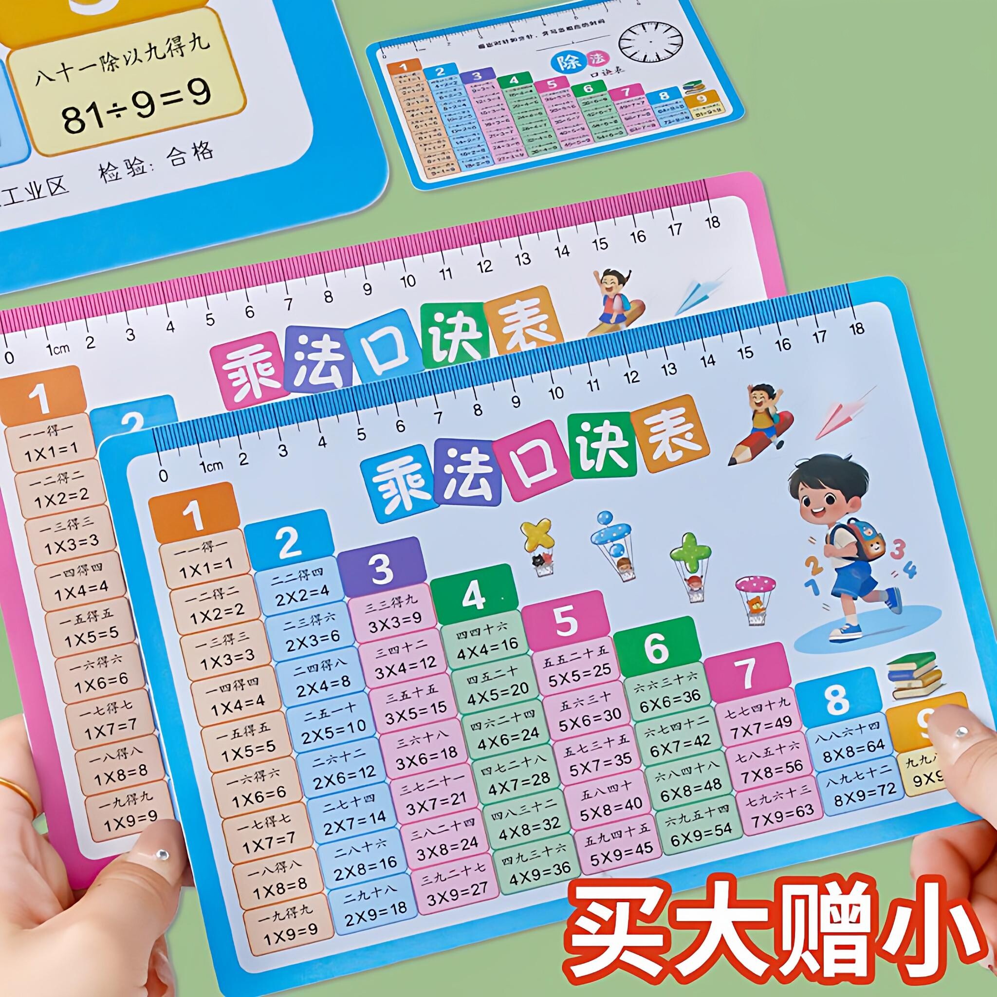九九乘法除法口诀表卡片