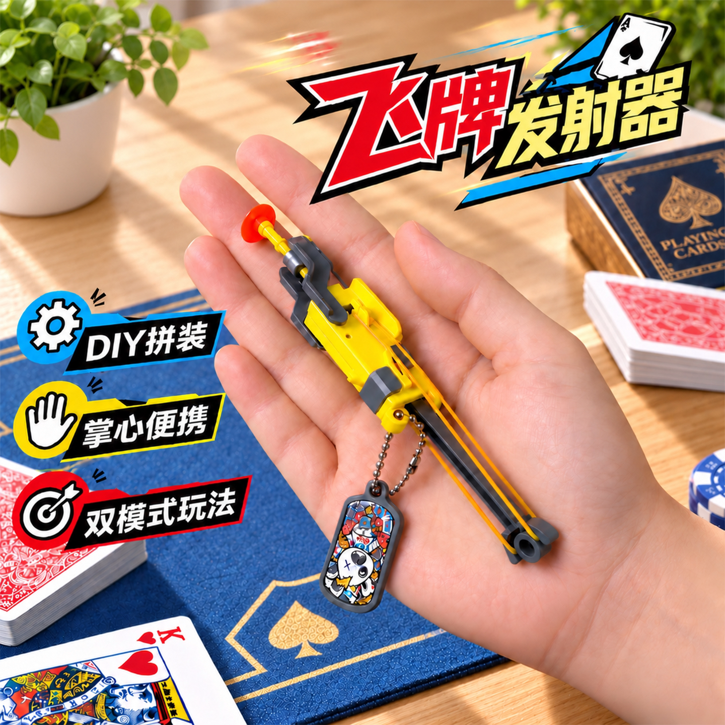 飞牌发射器可发射扑克牌解压潮玩玩具拼装盲袋文创店学生礼品礼物
