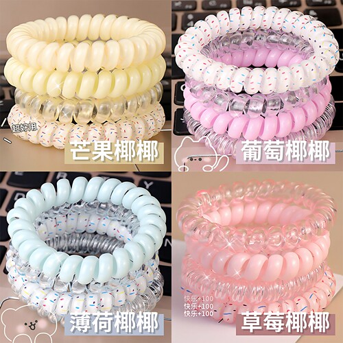 韩式少女高品质葡萄椰椰波点电话线夏天清新百搭日常发绳耐用发绳