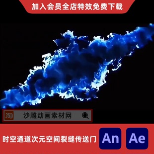 全屏时空通道次元 空间裂缝传送门沙雕动画AE高清视频AN特效素材