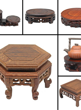 实木茶壶座底座 茶具架茶壶架圆形养壶垫托茶道茶具隔热紫砂壶承