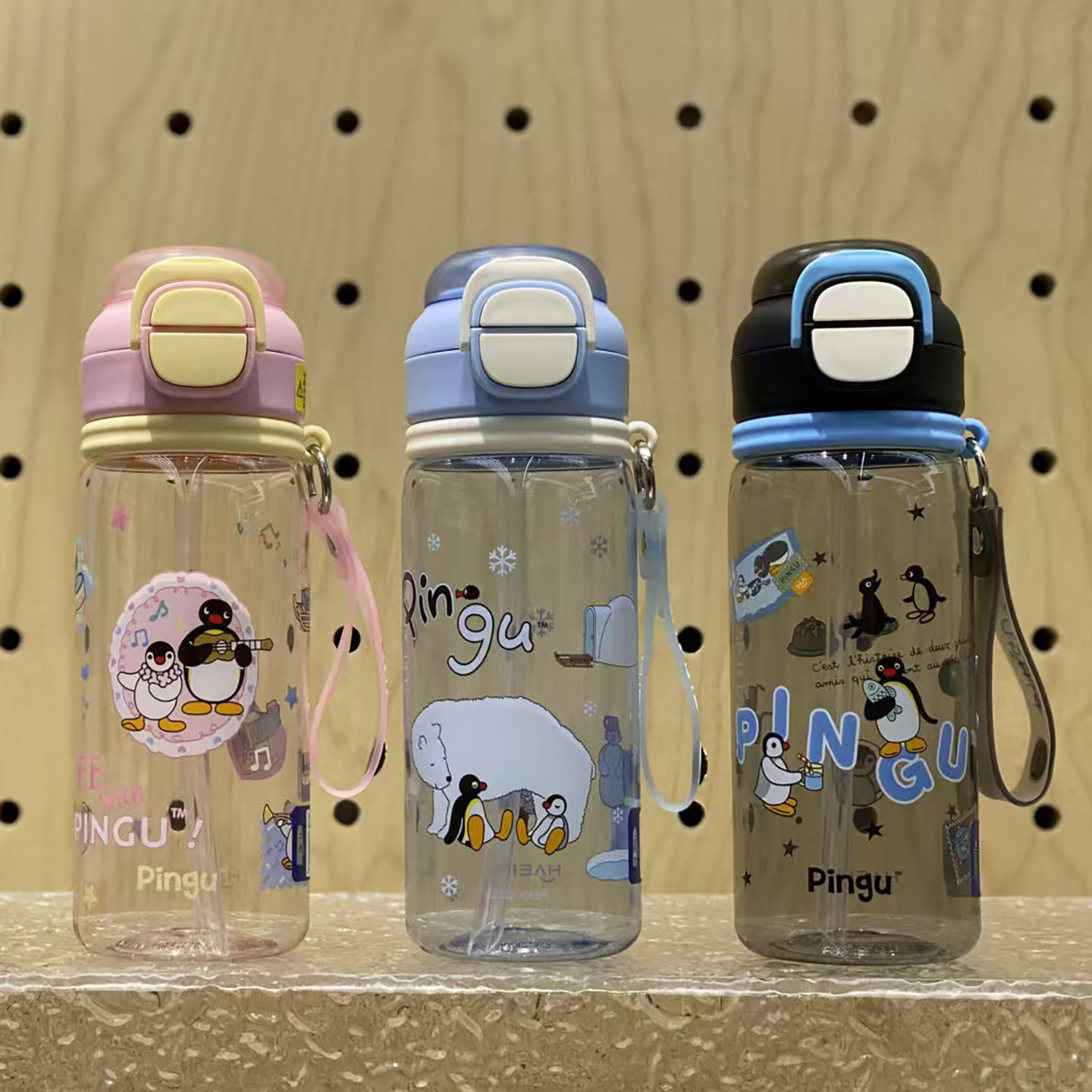 哈尔斯双饮塑料杯高颜值儿童上学专用tritan吸管弹跳水杯防漏杯子