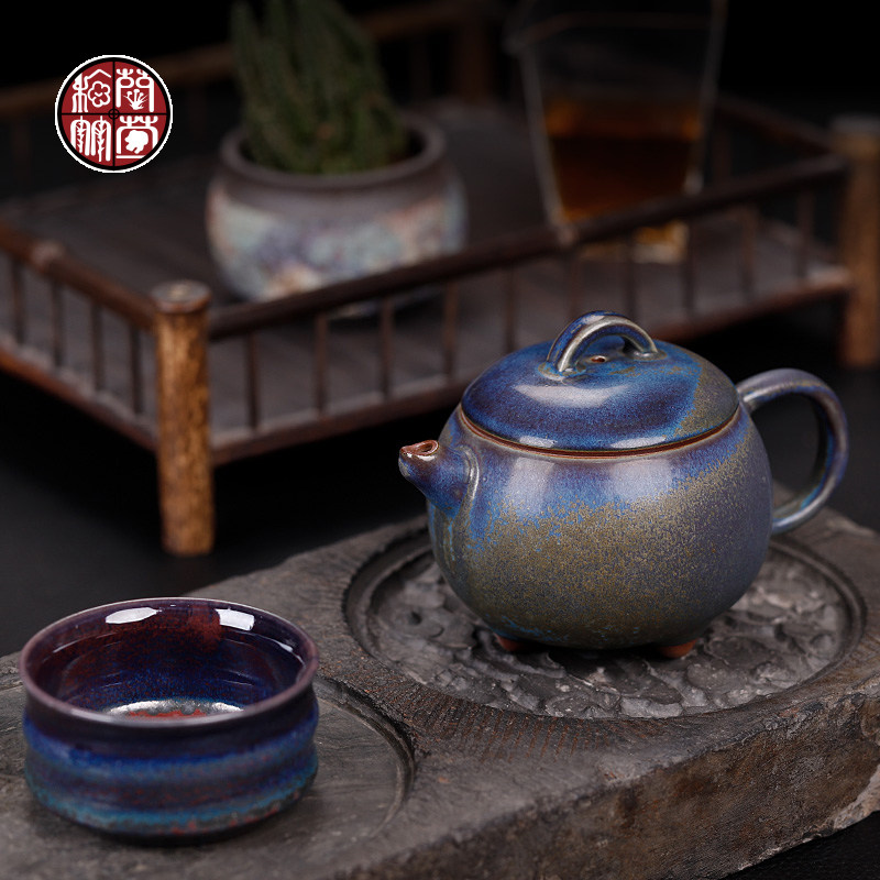 陈俊才钧瓷茶壶大号纯手工复古功夫茶具原矿釉窑变单壶陶瓷中国风