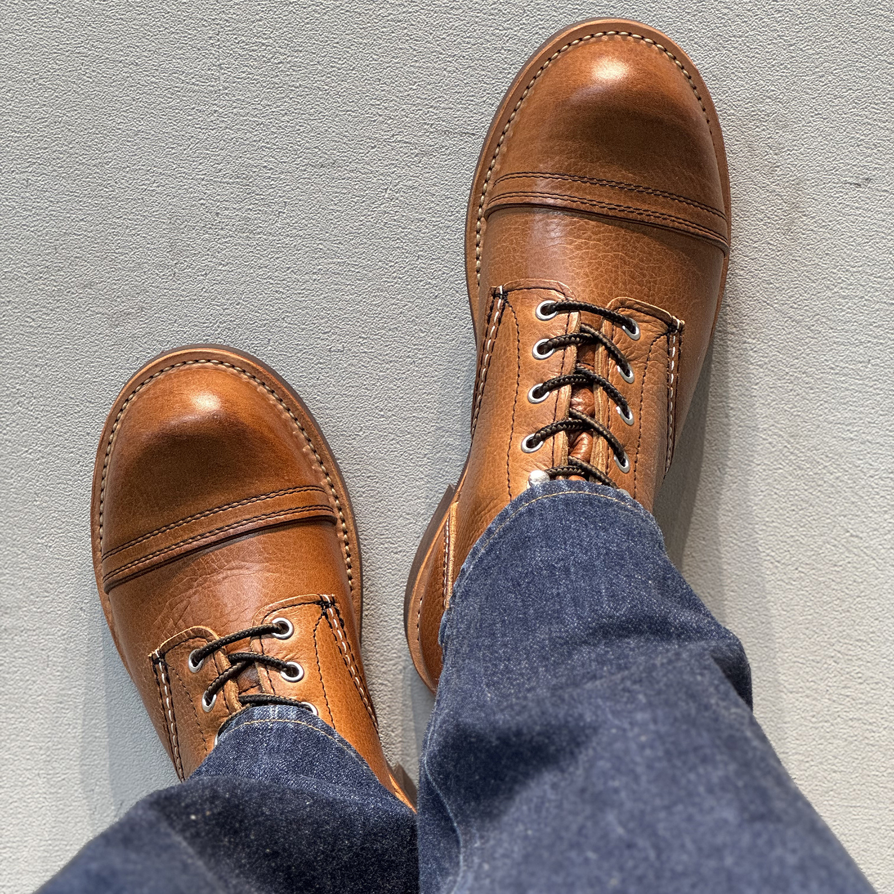 枯骨固特异工装靴疯马皮8111伞兵靴潮流复古真皮马丁靴男短靴子