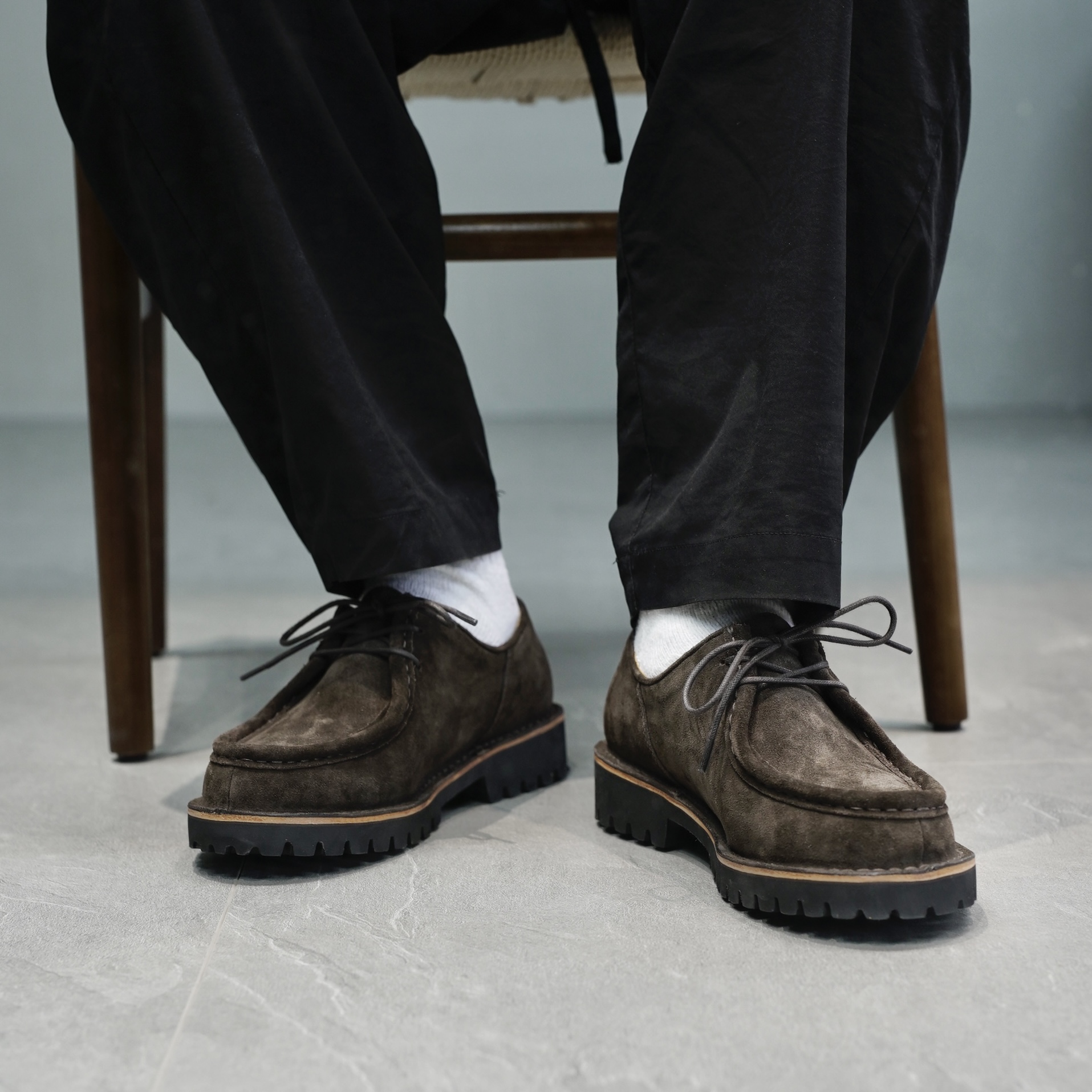 枯骨全皮复古轻量男女通勤袋鼠鞋cityboy日系低帮痞雅方头皮鞋