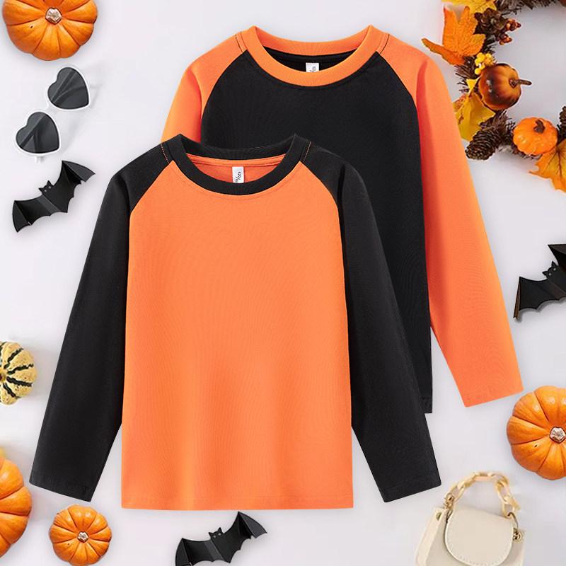 男童长袖t恤2026年新款万圣节插肩袖上衣儿童纯棉亲肤柔软打底衫