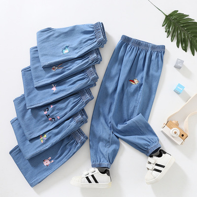 网红儿童防蚊裤男童牛仔长裤子薄