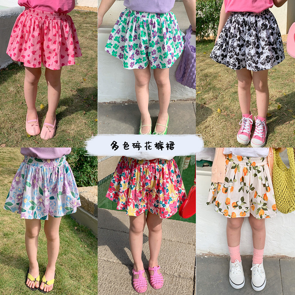 2025女童裤裙洋气女宝休闲五分裤夏百搭松紧裤儿童碎花短裤沙滩裤