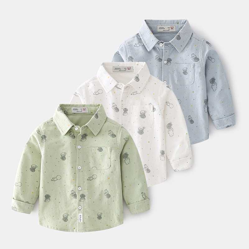 童装儿童衬衫男童宝宝上衣2026新款春装洋气中小童纯棉长袖衬衣潮