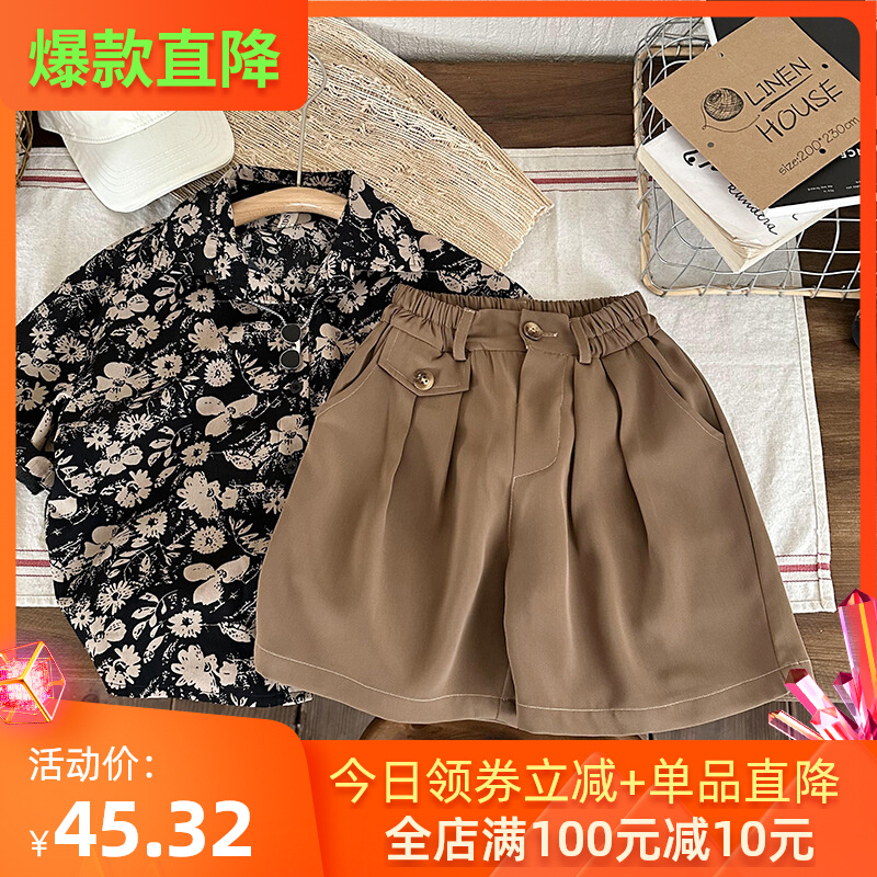 儿童夏装2024新款男童裤子韩版女宝宝中裤五分裤宽松纯色西装短裤