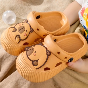 新款 沙滩海边 儿童亲子凉鞋 可爱卡通软底外穿男女孩包头两穿洞洞鞋