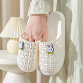 包头凉拖鞋 女士浴室家居室内外穿耐滑平底洞洞鞋 透气防滑防臭软底