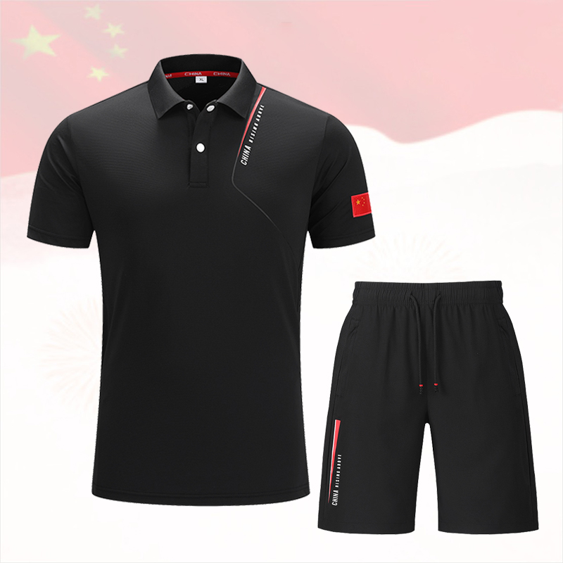 中国国家队运动套装男女款夏季速干短袖刺绣Polo衫短裤跑步训练服