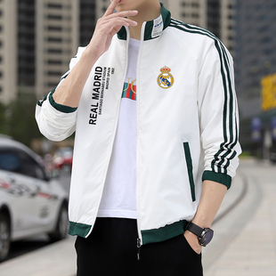 欧冠皇马队运动夹克棉服男女春秋冬季薄款加厚姆巴佩训练休闲外套