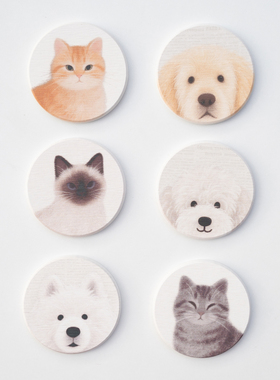 半村 北欧风杯垫 可爱猫猫狗狗硅藻土水杯垫 简约防滑隔热茶杯垫